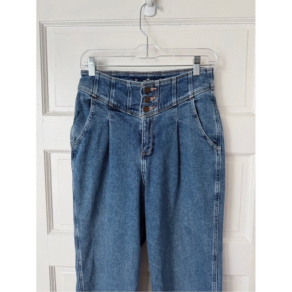 Hollister Ultra High Rise 80's Mom Jeans Vintage Stretch Button Fly Blue Denim - Picture 4 of 15